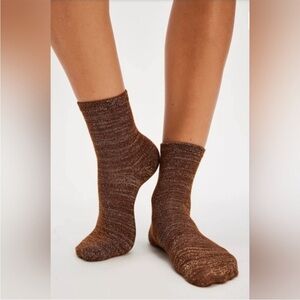 Free People Lurex Socks Set of 3 Royal Pack In Metallic